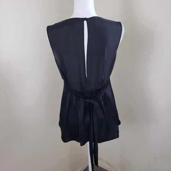 Tree Sash Tie Sleeveless Silk Blouse Black Size XS - Picture 5 of 9